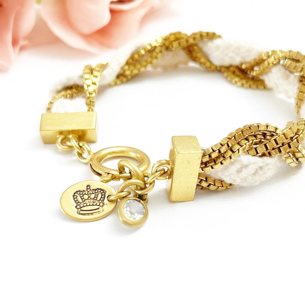 Juicy Couture Gold & White Braided Bracelet